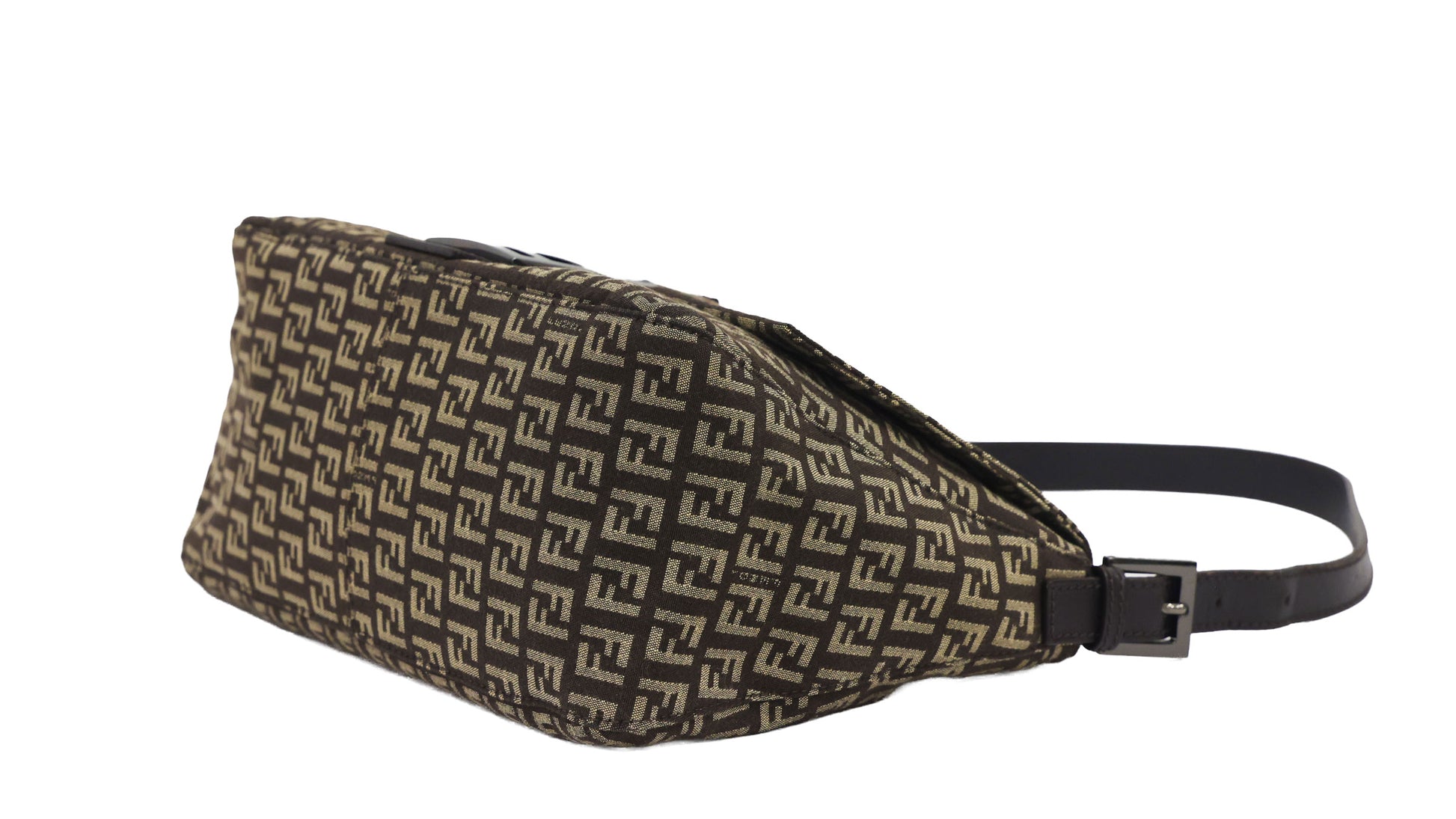 Pre-owned FENDI Mamma Baguette Zucchino Canvas Leather Brown Bag | Luxe Again Maison