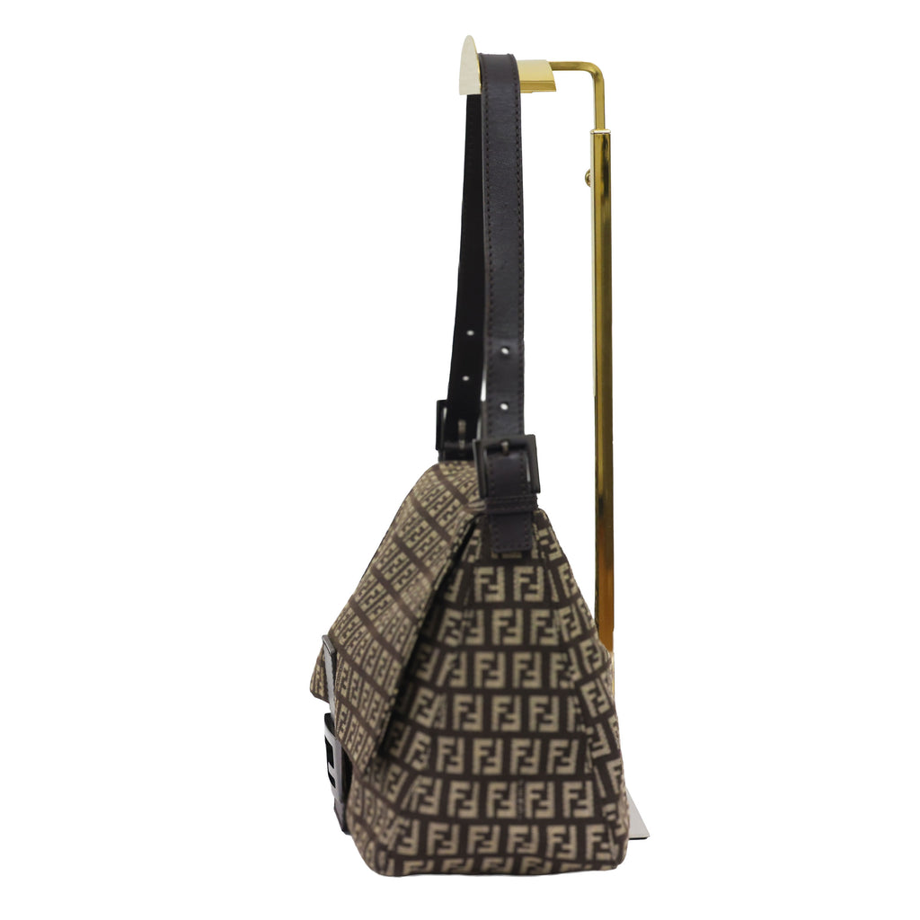 Prreloved FENDI Mamma Baguette Zucchino Canvas Leather Brown Bag | Luxe Again Maison