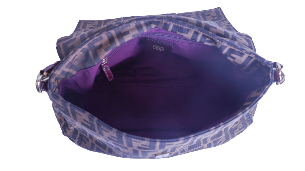 Preloved FENDI Mia Zucca Canvas x Patent Leather Chain Shoulder Bag Brown 8BRXXX | Luxe Again Maison