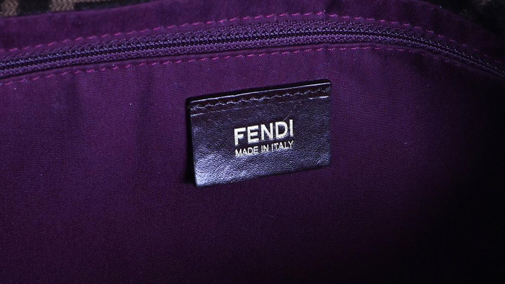 Preloved FENDI Mia Zucca Canvas x Patent Leather Chain Shoulder Bag Brown 8BRXXX | Luxe Again Maison