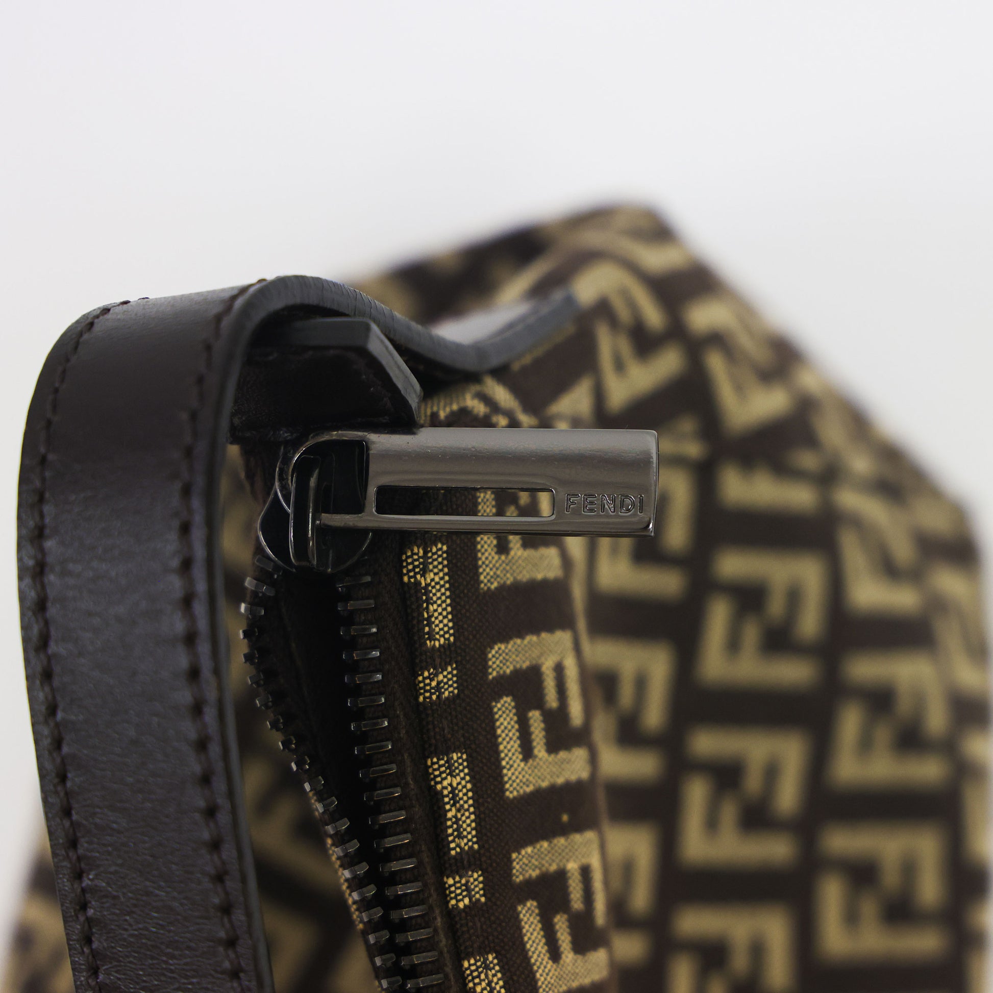 Preloved FENDI Pochette Bag Zucchino Canvas w Leather Trim 8BR444 | Luxe Again Maison