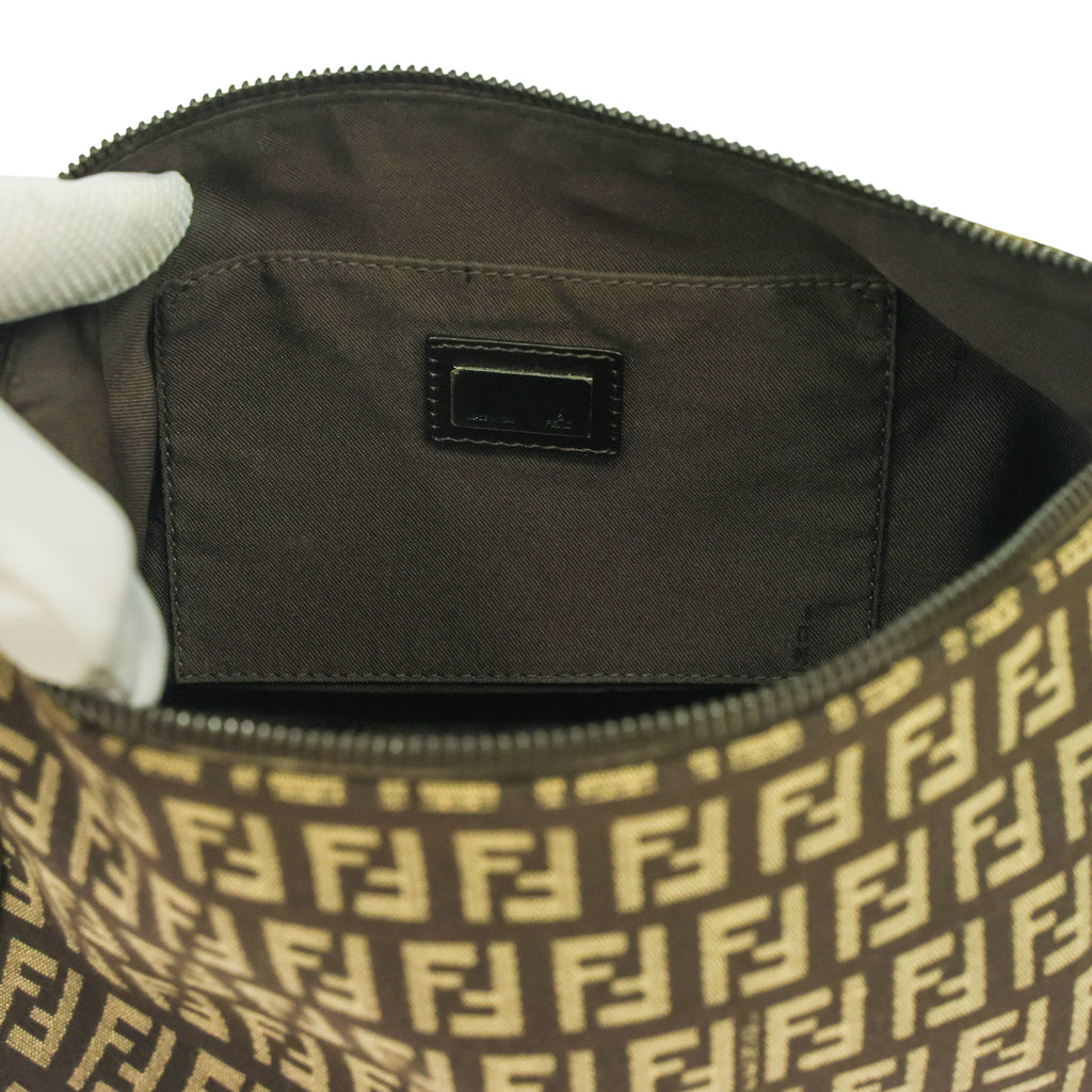 Preloved FENDI Pochette Bag Zucchino Canvas w Leather Trim 8BR444 | Luxe Again Maison