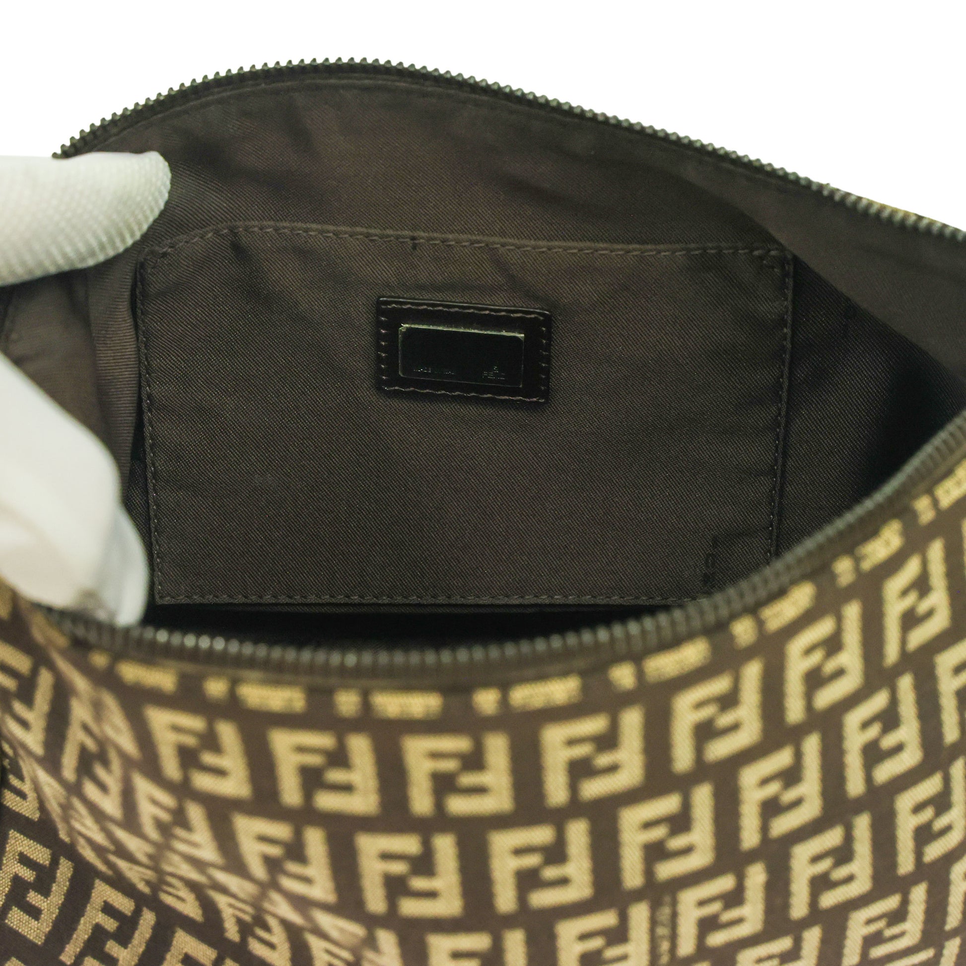 Preloved FENDI Pochette Bag Zucchino Canvas w Leather Trim 8BR444 | Luxe Again Maison