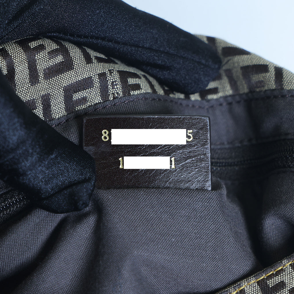 Preloved FENDI Yellow / Brown Zucchino Canvas x Leather Large Studded Mama Forever Shoulder Bag | Luxe Again Maison