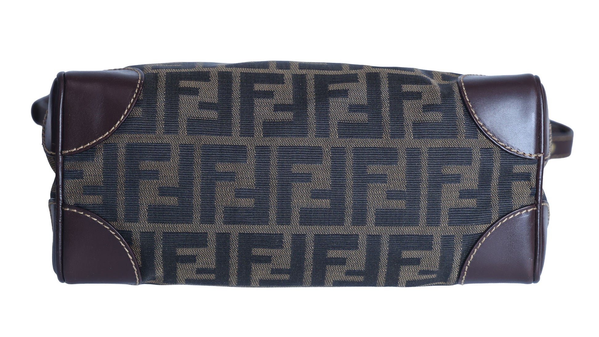 Preloved FENDI Zucca Canvas Leather Crossbody Gold Tone Handbag Brown | Luxe Again Maison