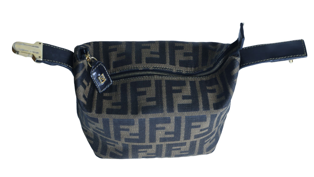 Preloved FENDI Zucca Canvas Leather Mini Cosmetic Bag Brown | Luxe Again Maison