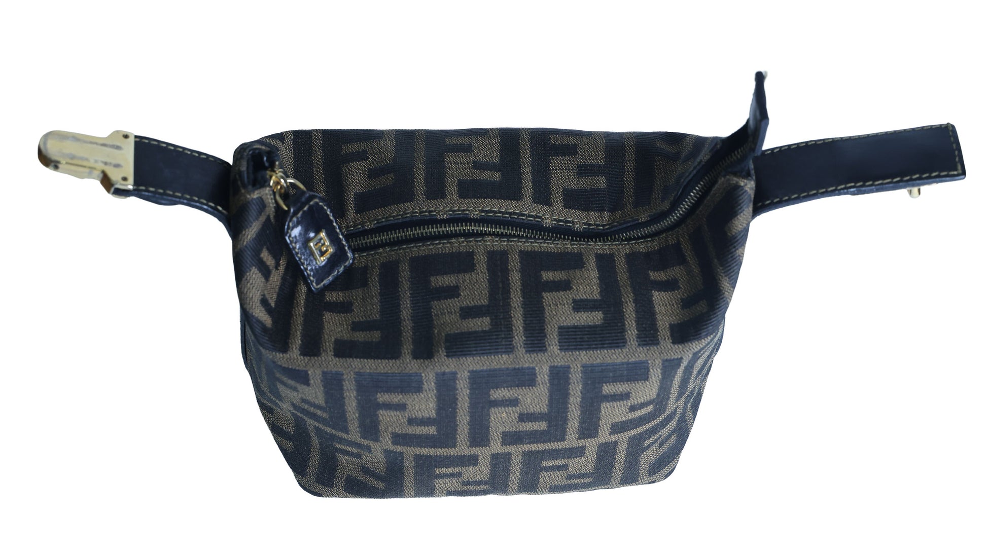 Preloved FENDI Zucca Canvas Leather Mini Cosmetic Bag Brown | Luxe Again Maison