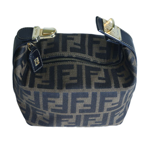 Preloved FENDI Zucca Canvas Leather Mini Cosmetic Bag Brown | Luxe Again Maison