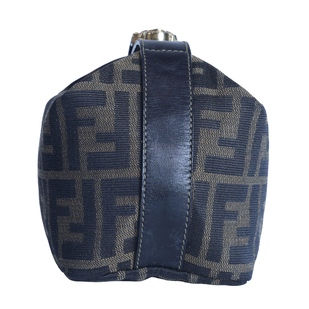Preloved FENDI Zucca Canvas Leather Mini Cosmetic Bag Brown | Luxe Again Maison