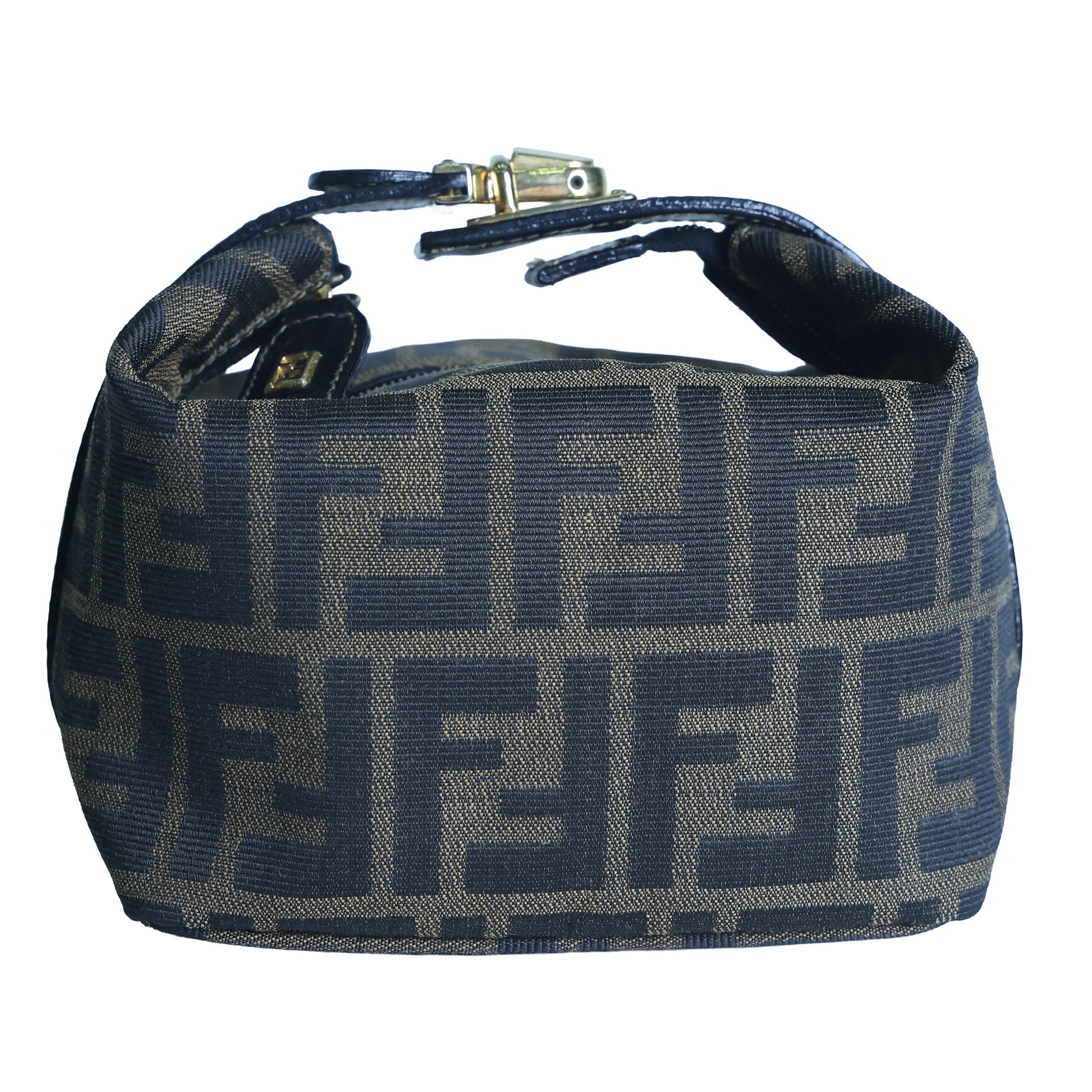 Preloved FENDI Zucca Canvas Leather Mini Cosmetic Bag Brown | Luxe Again Maison