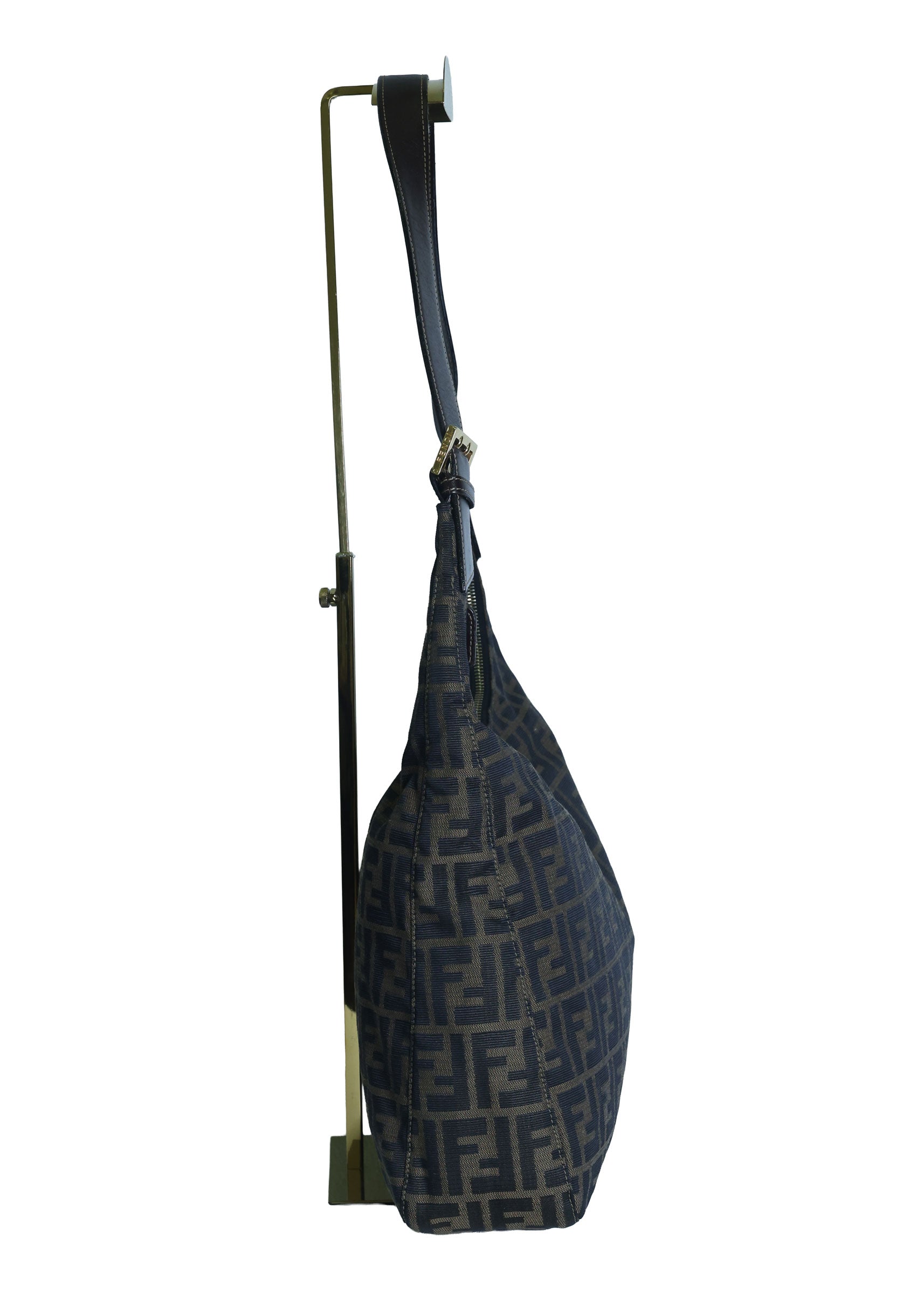 Preloved FENDI Zucca Canvas Leather Shoulder Bag Brown | Luxe Again Maison