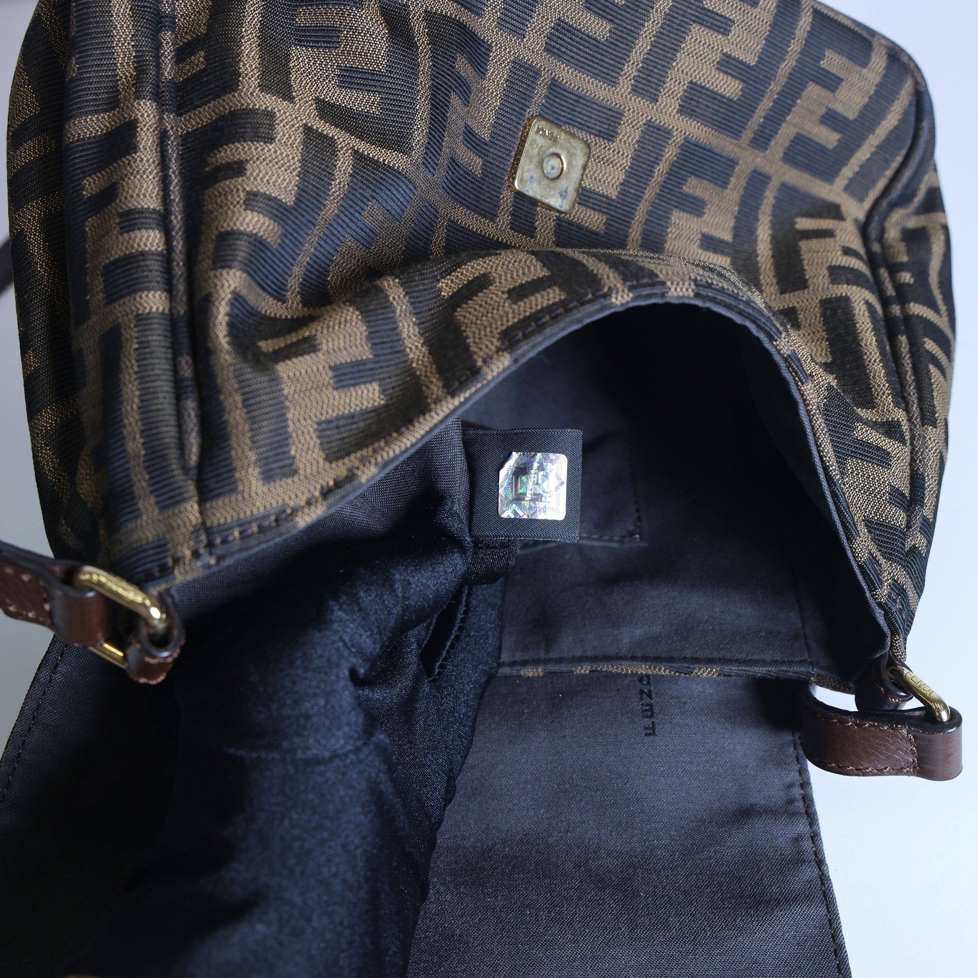 Preloved FENDI Zucca Canvas x Leather Shoulder Bag Brown 8BTXXX | Luxe Again Maison