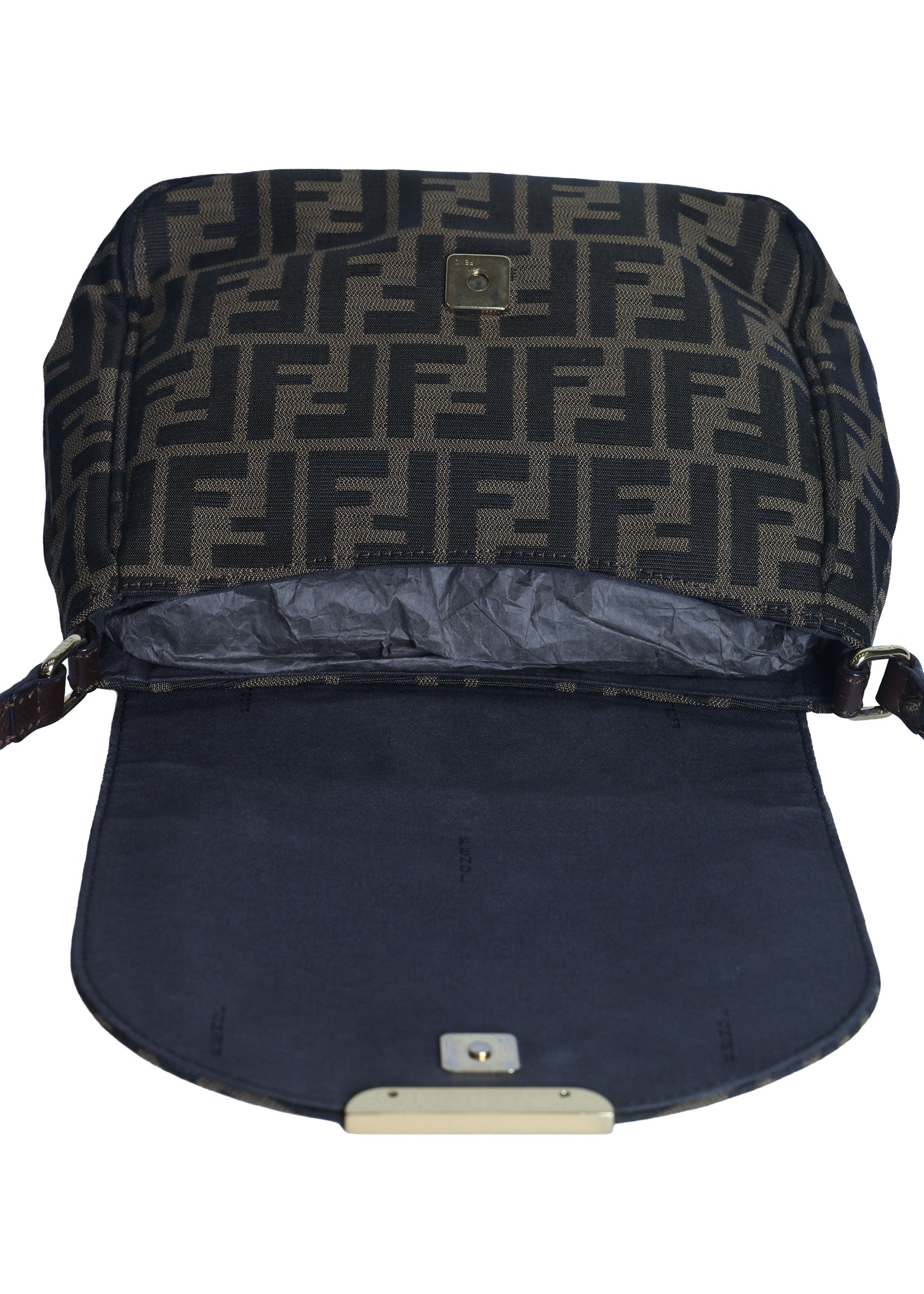 Preloved FENDI Zucca Canvas x Leather Shoulder Bag Brown 8BTXXX | Luxe Again Maison