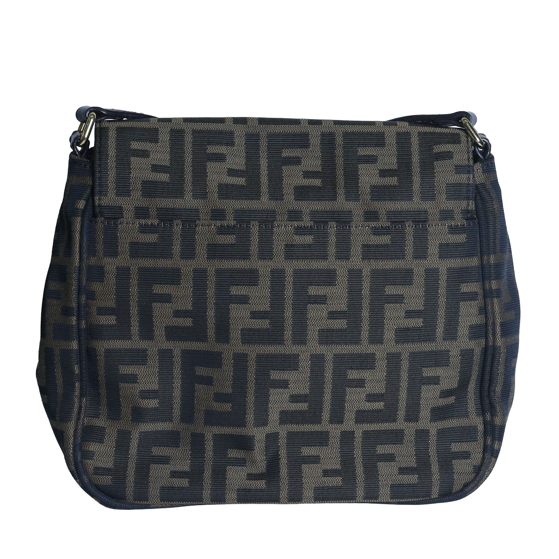 Preloved FENDI Zucca Canvas x Leather Shoulder Bag Brown 8BTXXX | Luxe Again Maison