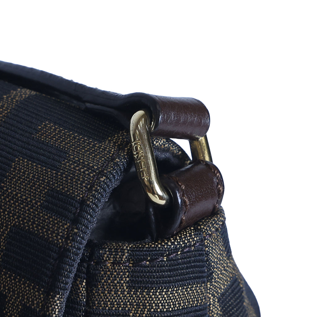 Preloved FENDI Zucca Canvas x Leather Shoulder Bag Brown 8BTXXX | Luxe Again Maison