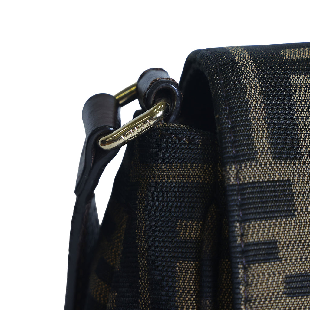 Preloved FENDI Zucca Canvas x Leather Shoulder Bag Brown 8BTXXX | Luxe Again Maison