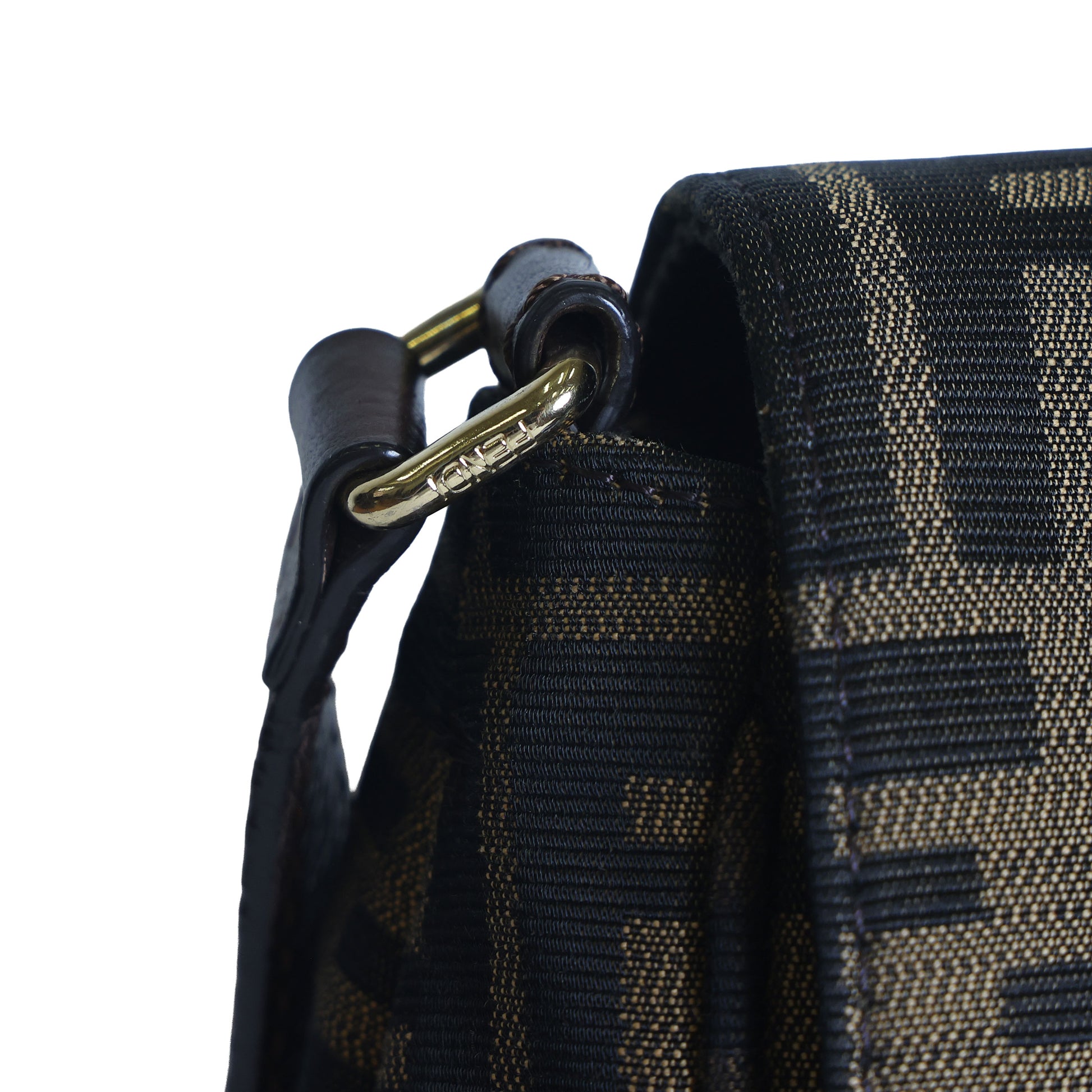 Preloved FENDI Zucca Canvas x Leather Shoulder Bag Brown 8BTXXX | Luxe Again Maison