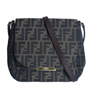 Preloved FENDI Zucca Canvas x Leather Shoulder Bag Brown 8BTXXX | Luxe Again Maison