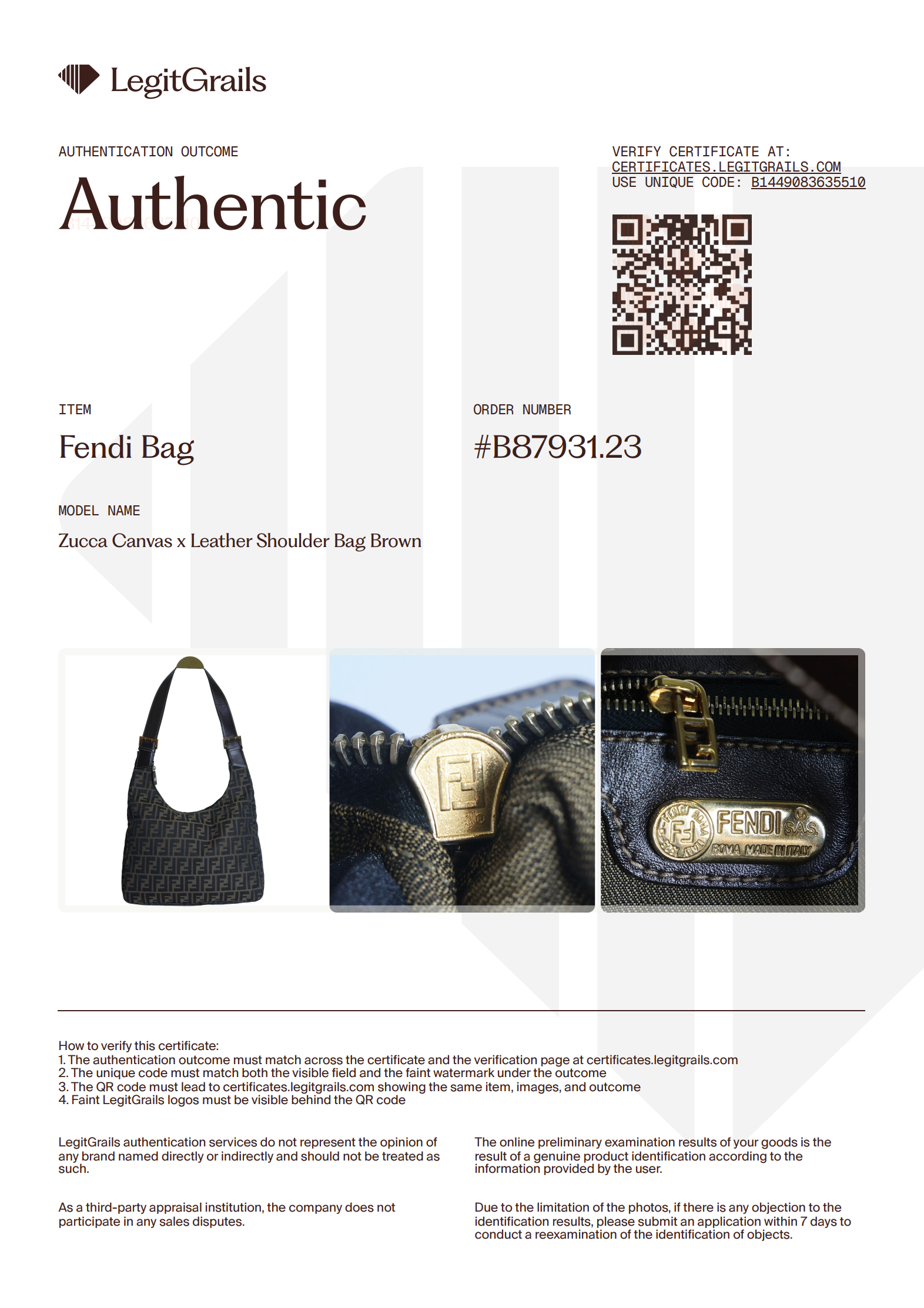 Preloved FENDI Zucca Canvas Leather Shoulder Bag Brown | Luxe Again Maison