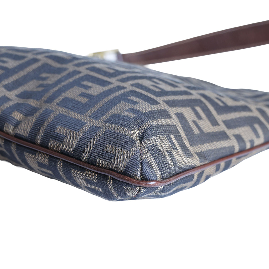 Preloved FENDI Zucca Canvas x Leather Trim Square One Shoulder Bag Brown | Luxe Again Maison