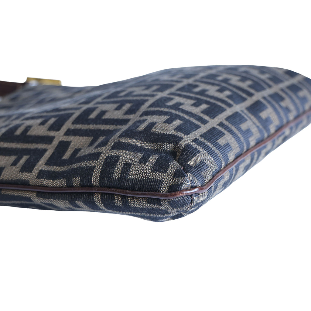 Preloved FENDI Zucca Canvas x Leather Trim Square One Shoulder Bag Brown | Luxe Again Maison