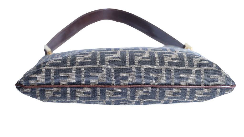 Preloved FENDI Zucca Canvas x Leather Trim Square One Shoulder Bag Brown | Luxe Again Maison