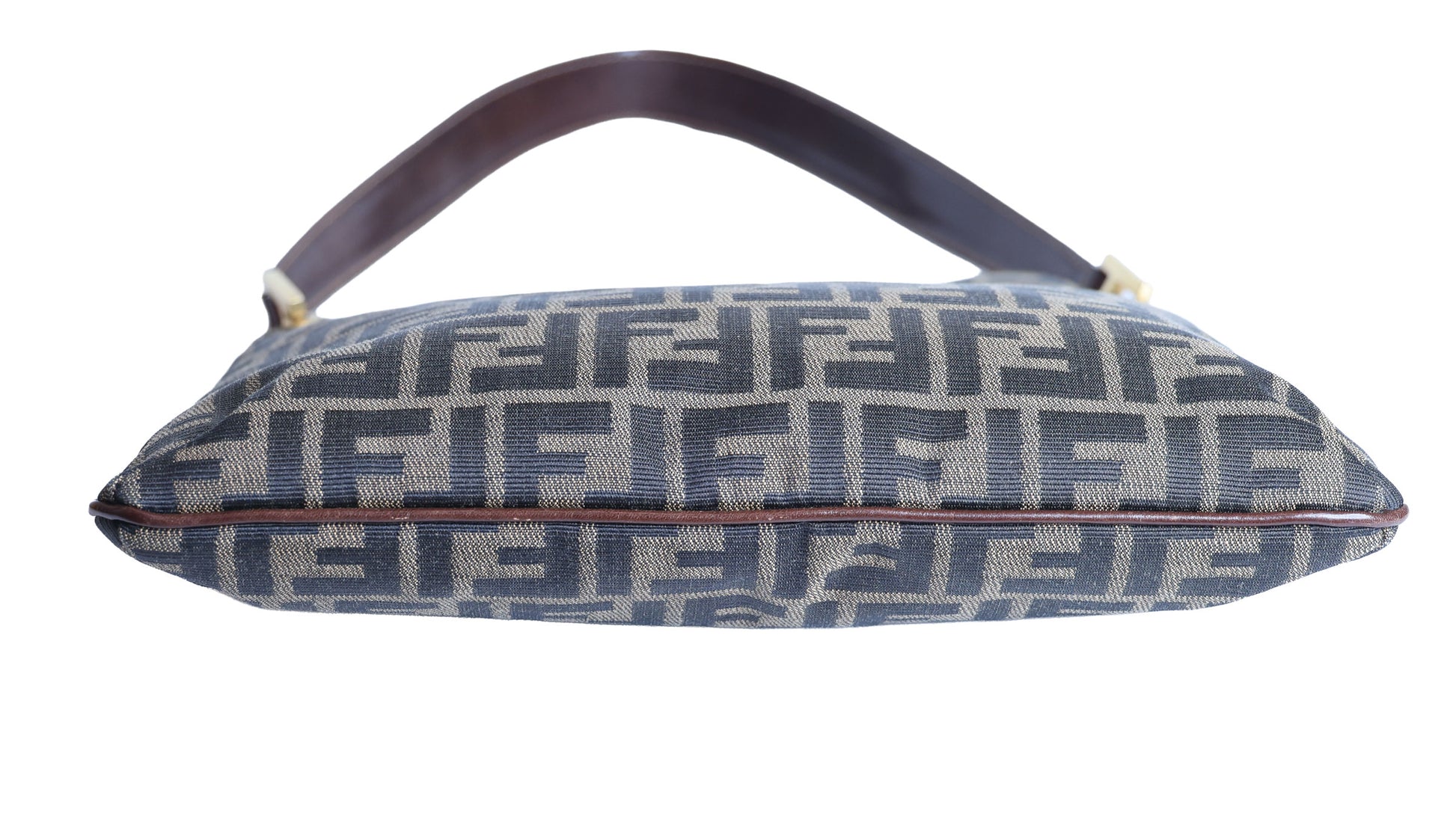 Preloved FENDI Zucca Canvas x Leather Trim Square One Shoulder Bag Brown | Luxe Again Maison