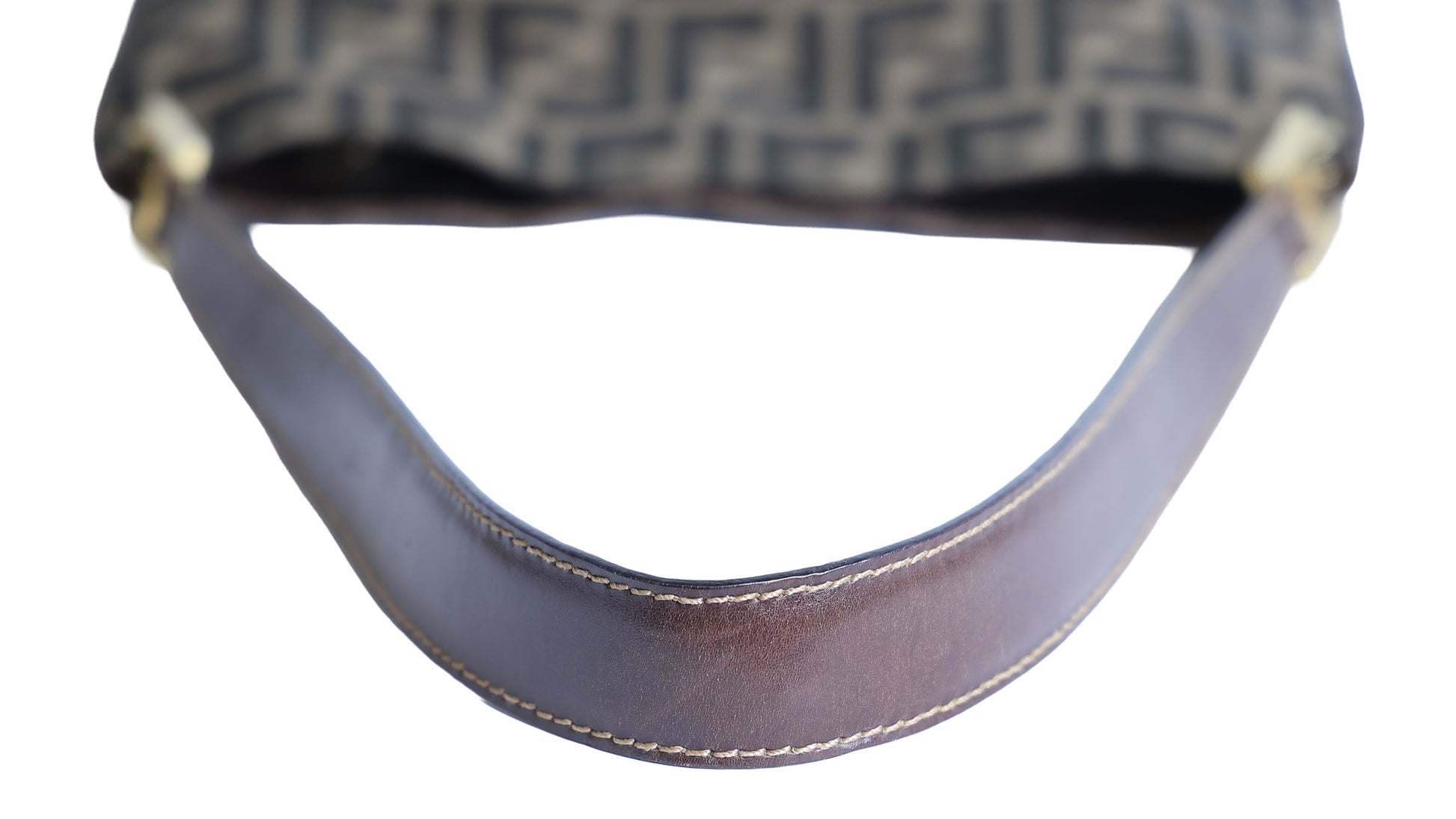 Preloved FENDI Zucca Canvas x Leather Trim Square One Shoulder Bag Brown | Luxe Again Maison