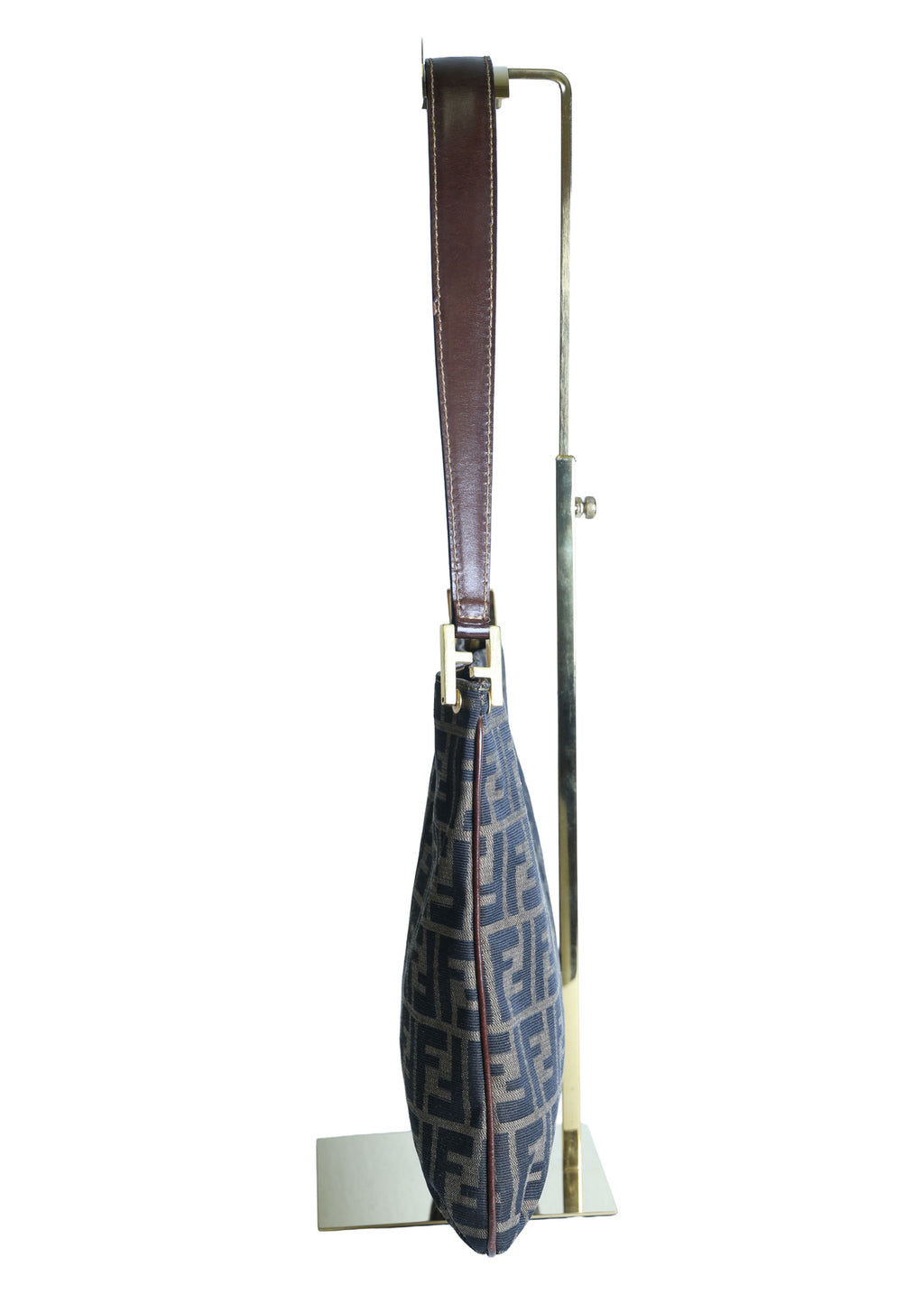 Preloved FENDI Zucca Canvas x Leather Trim Square One Shoulder Bag Brown | Luxe Again Maison