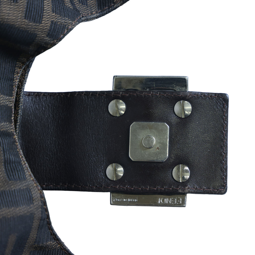 Preloved FENDI Zucca Canvas x Leather Square Pouch Bag Brown | Luxe Again Maison