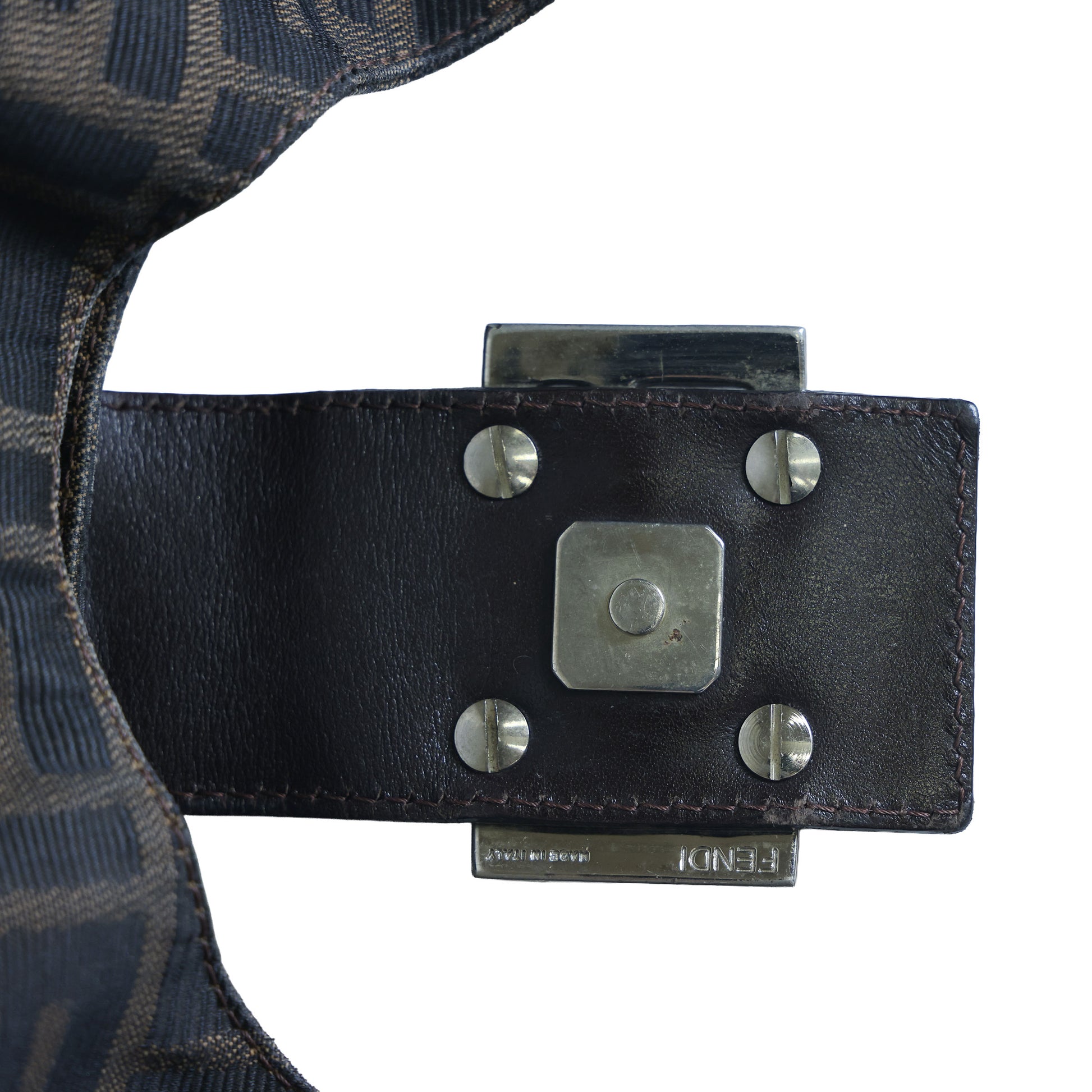 Preloved FENDI Zucca Canvas x Leather Square Pouch Bag Brown | Luxe Again Maison