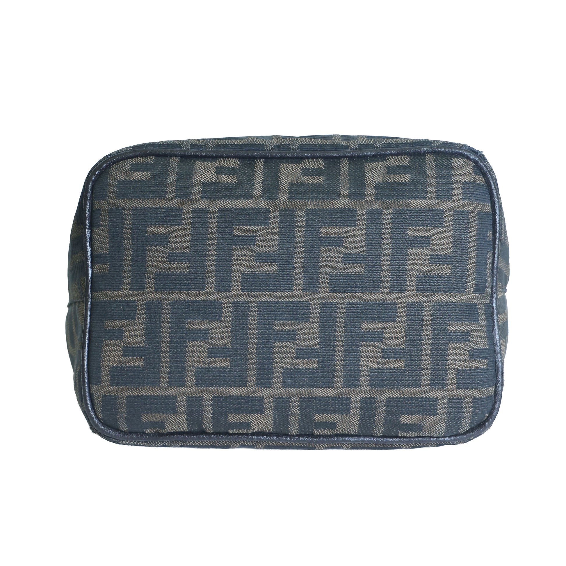 Preloved FENDI Zucca Canvas x Leather Square Pouch Bag Brown | Luxe Again Maison