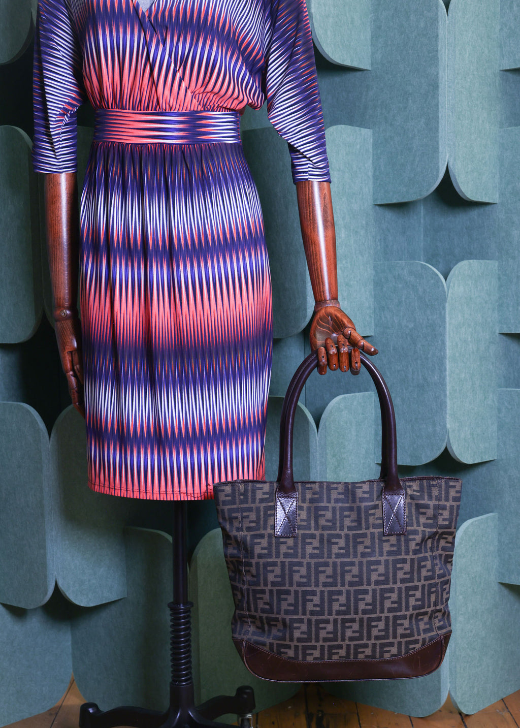 Preloved FENDI Zucca Canvas x Leather Tote Brown | Luxe Again Maison