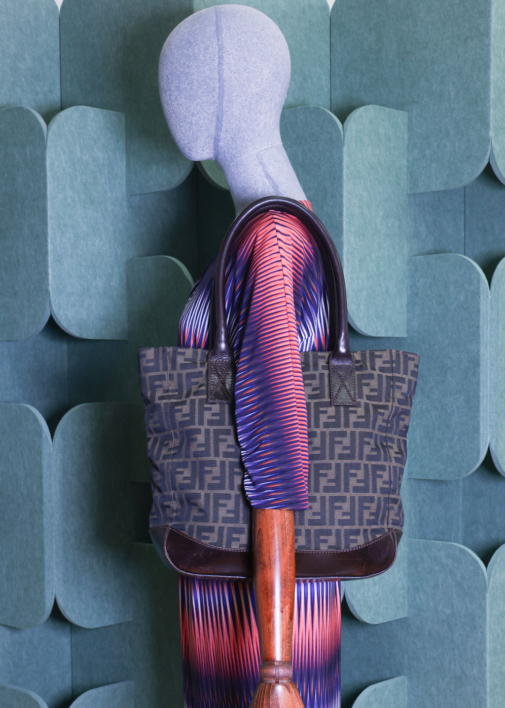 Preloved FENDI Zucca Canvas x Leather Tote Brown | Luxe Again Maison