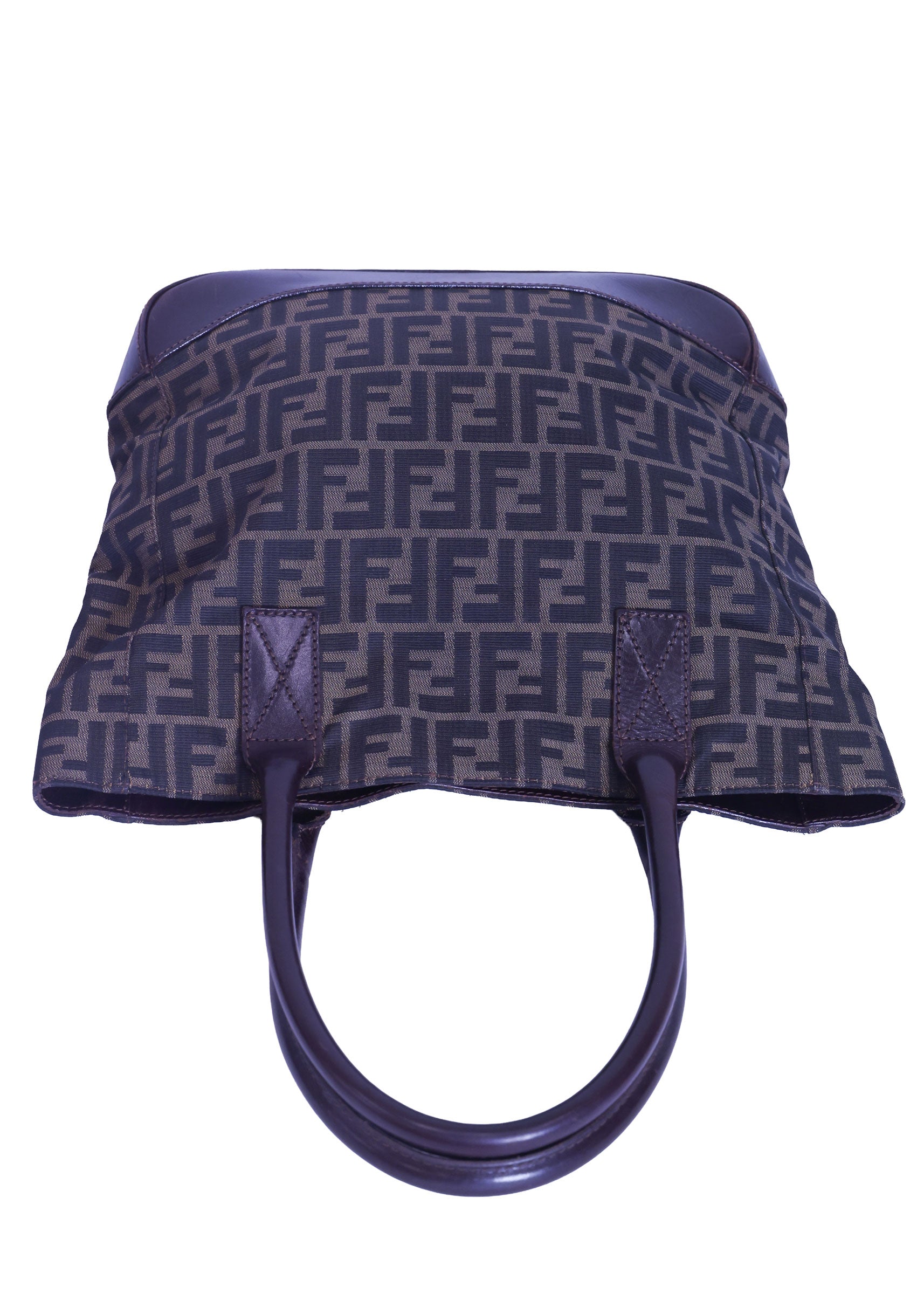 Preloved FENDI Zucca Canvas x Leather Tote Brown | Luxe Again Maison