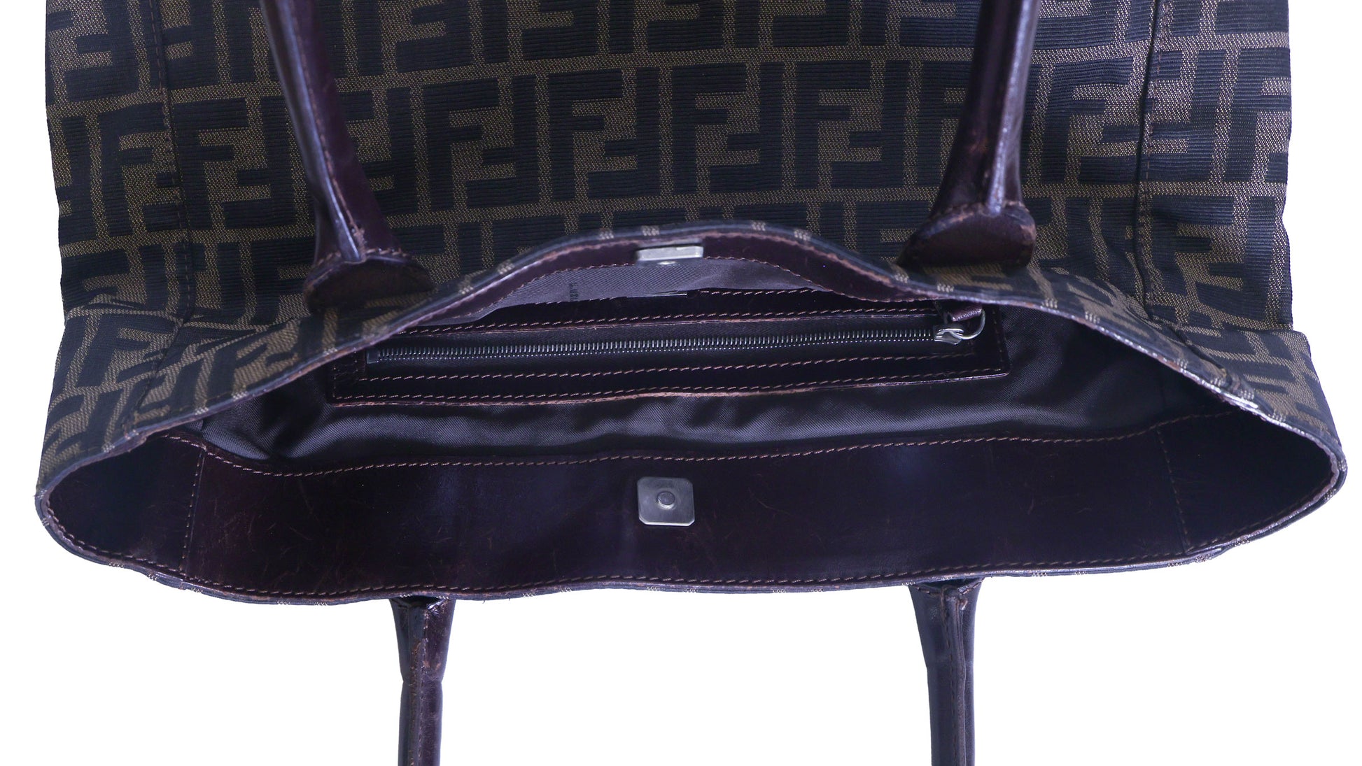 Preloved FENDI Zucca Canvas x Leather Tote Brown | Luxe Again Maison