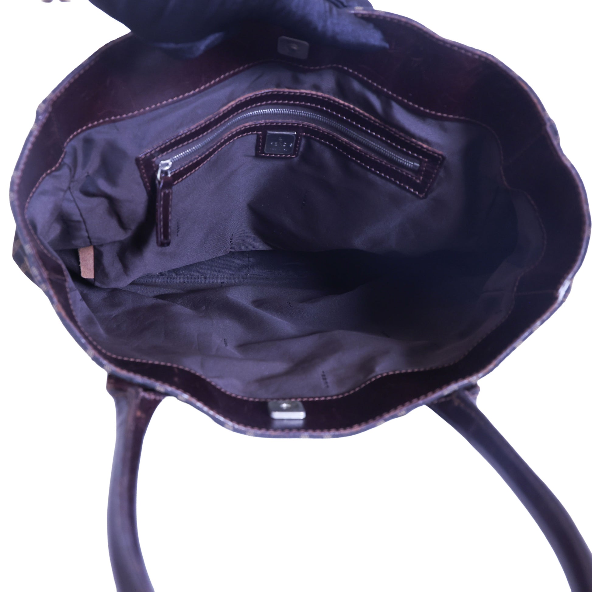 Preloved FENDI Zucca Canvas x Leather Tote Brown | Luxe Again Maison