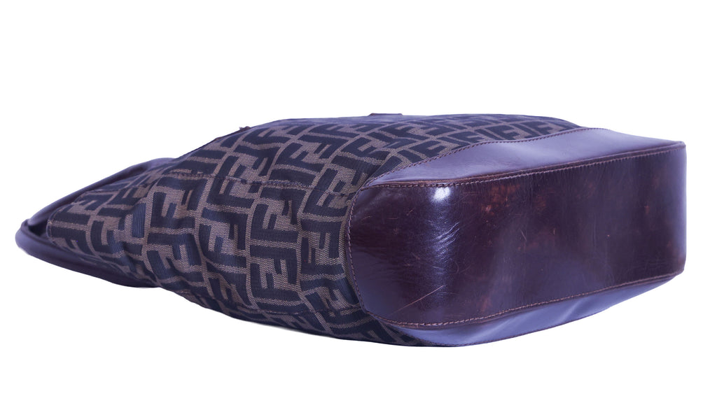 Preloved FENDI Zucca Canvas x Leather Tote Brown | Luxe Again Maison