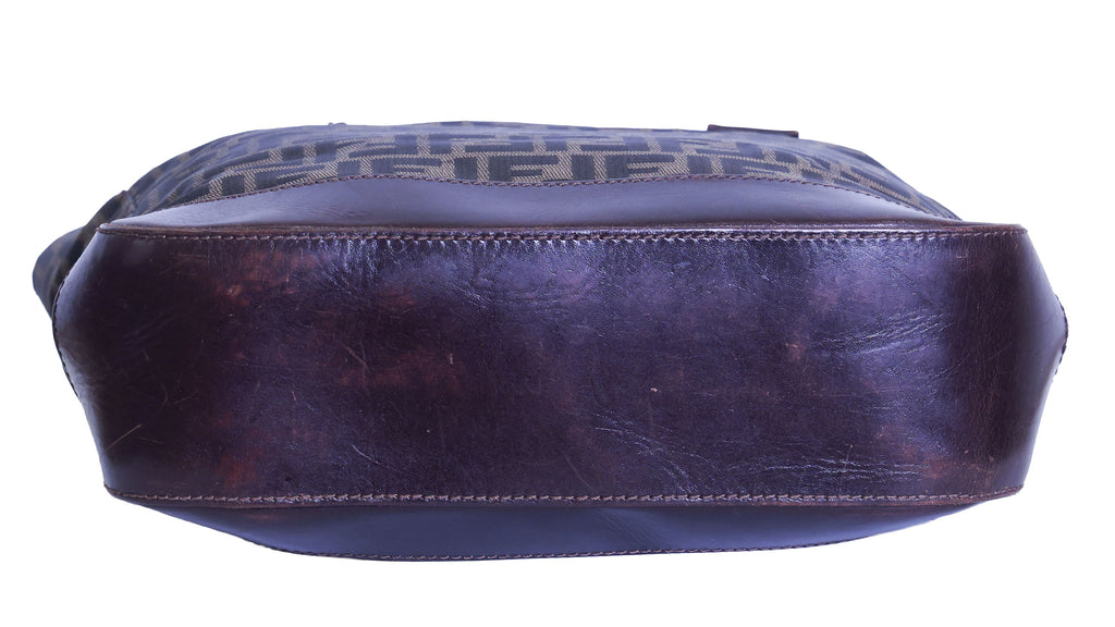 Preloved FENDI Zucca Canvas x Leather Tote Brown | Luxe Again Maison