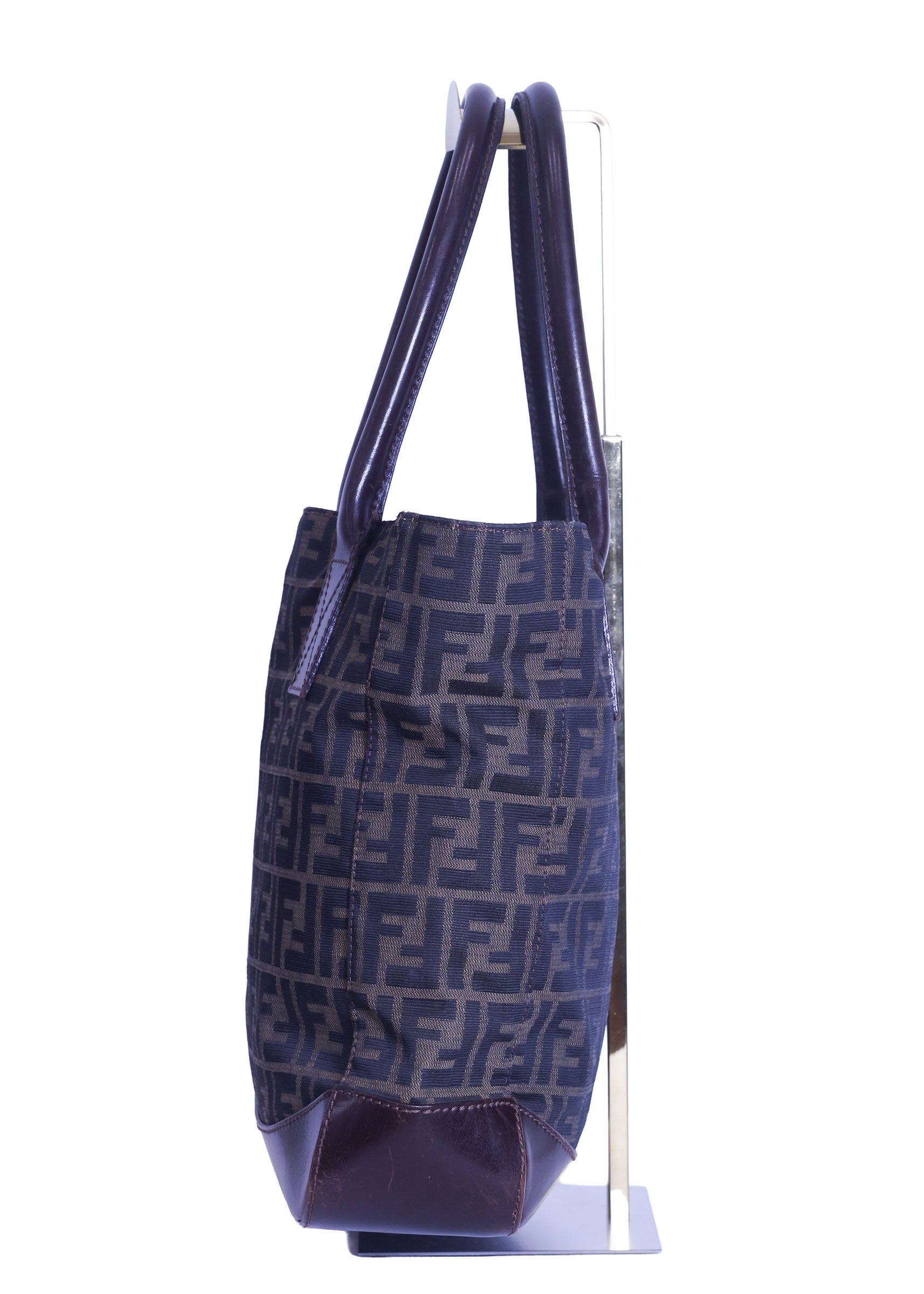 Preloved FENDI Zucca Canvas x Leather Tote Brown | Luxe Again Maison