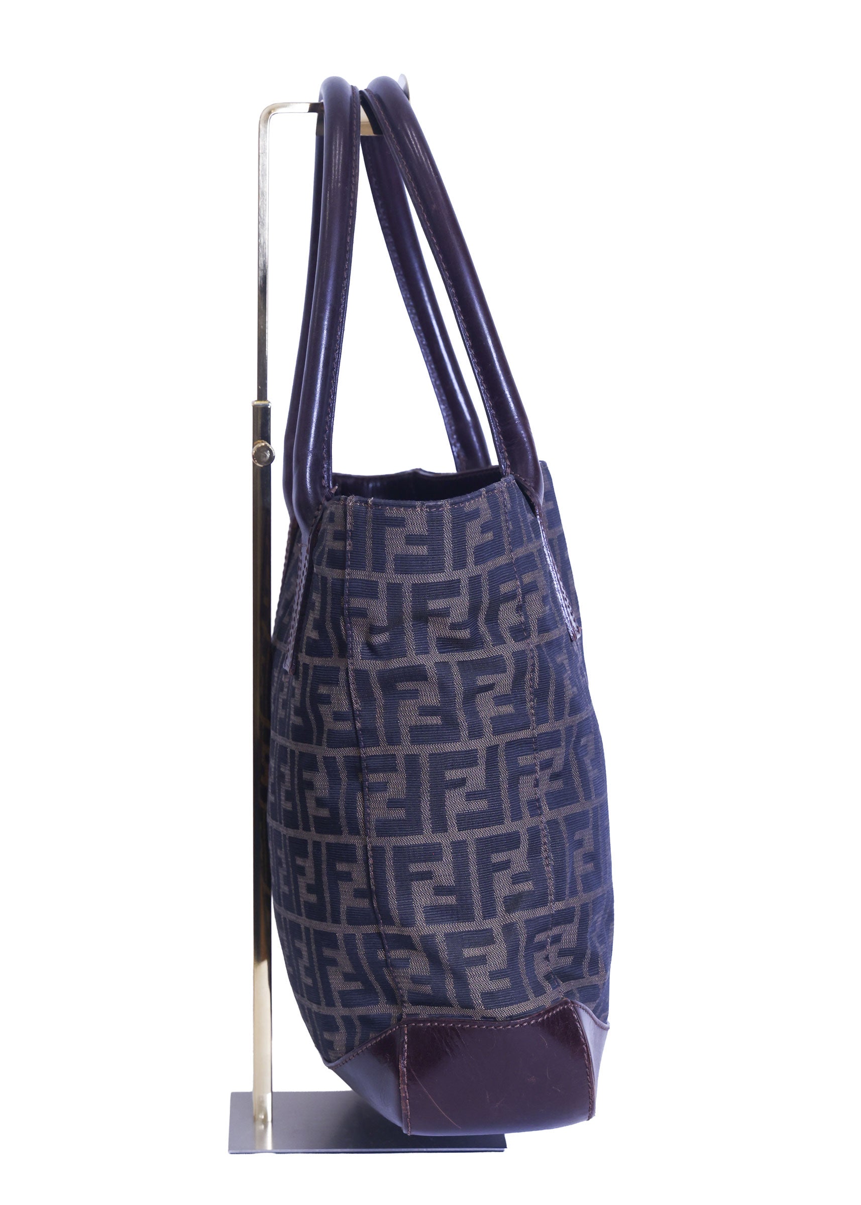 Preloved FENDI Zucca Canvas x Leather Tote Brown | Luxe Again Maison