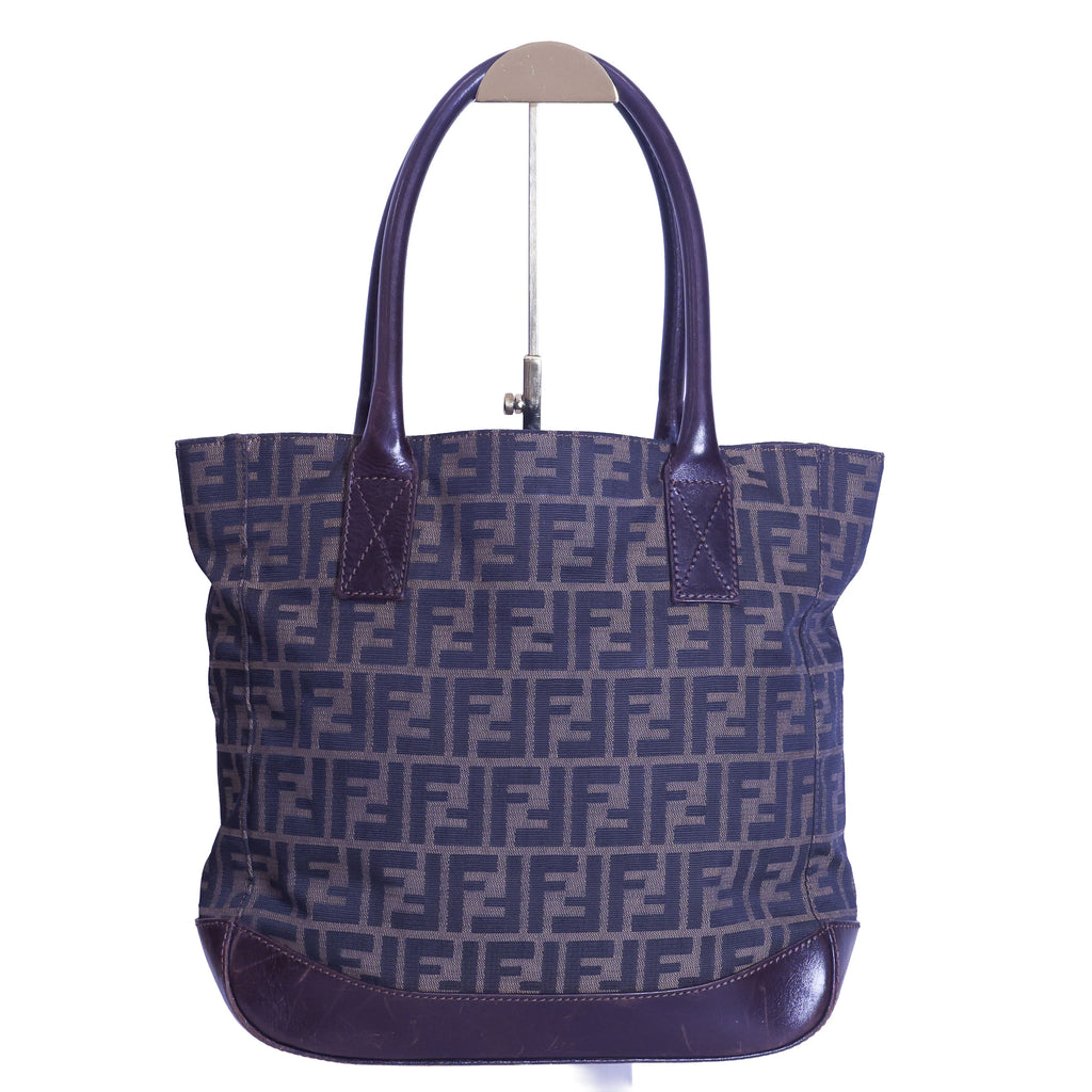 Preloved FENDI Zucca Canvas x Leather Tote Brown | Luxe Again Maison