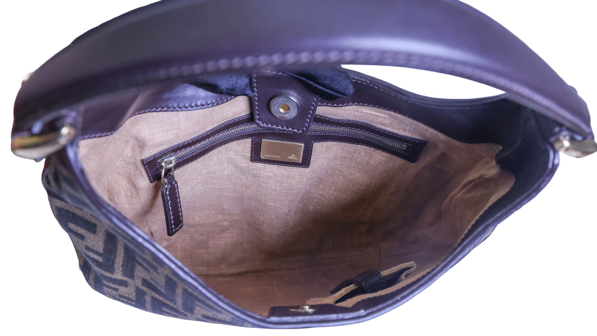 Preloved FENDI Zucca Canvas x Leather Trim One Shoulder Bag Brown | Luxe Again Maison