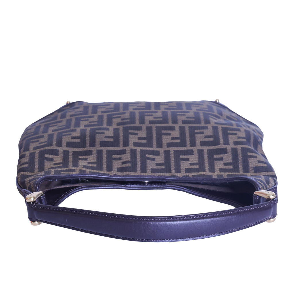 Preloved FENDI Zucca Canvas x Leather Trim One Shoulder Bag Brown | Luxe Again Maison