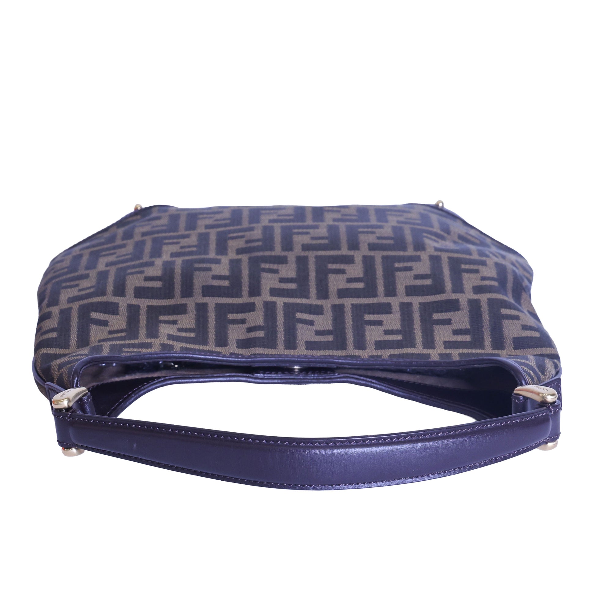 Preloved FENDI Zucca Canvas x Leather Trim One Shoulder Bag Brown | Luxe Again Maison