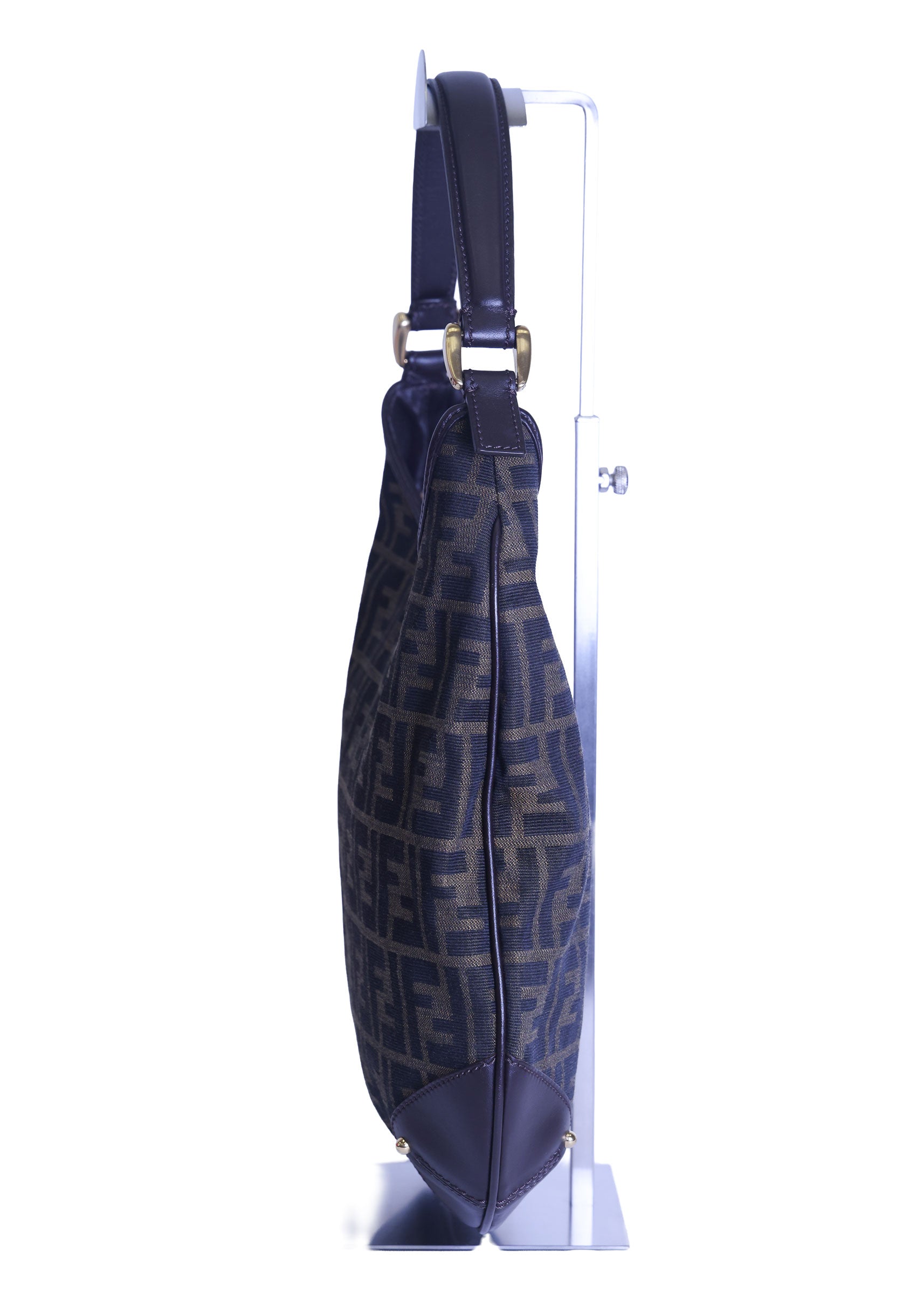 Preloved FENDI Zucca Canvas x Leather Trim One Shoulder Bag Brown | Luxe Again Maison