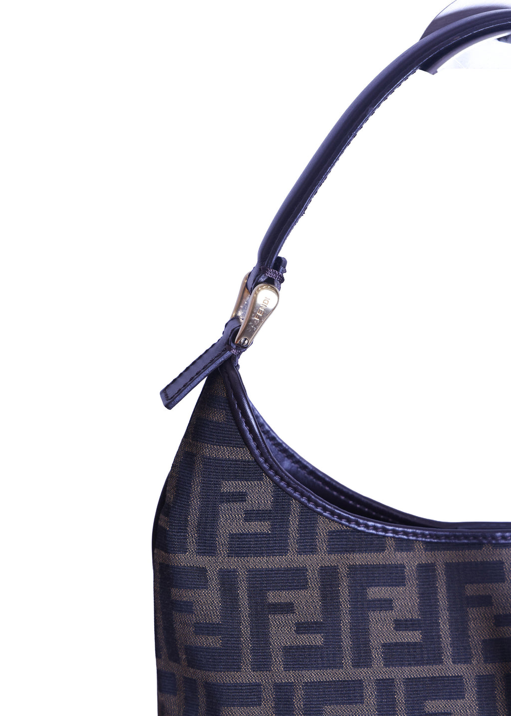 Preloved FENDI Zucca Canvas x Leather Trim One Shoulder Bag Brown | Luxe Again Maison