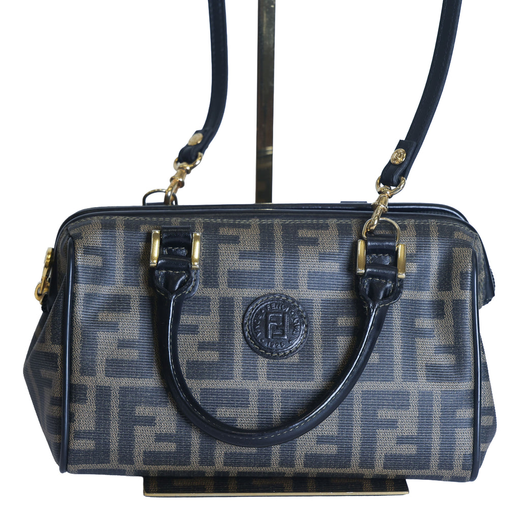 Preloved FENDI Zucca PVC Leather 2 Way Handbag Brown | Luxe Again Maison