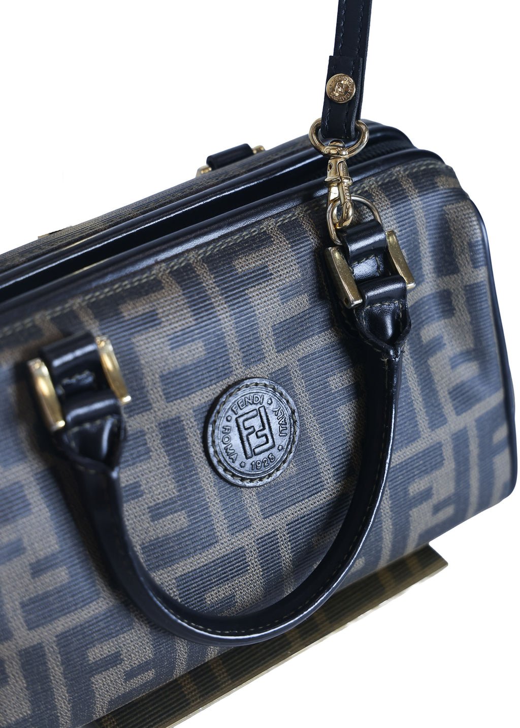 Preloved FENDI Zucca PVC Leather 2 Way Handbag Brown | Luxe Again Maison