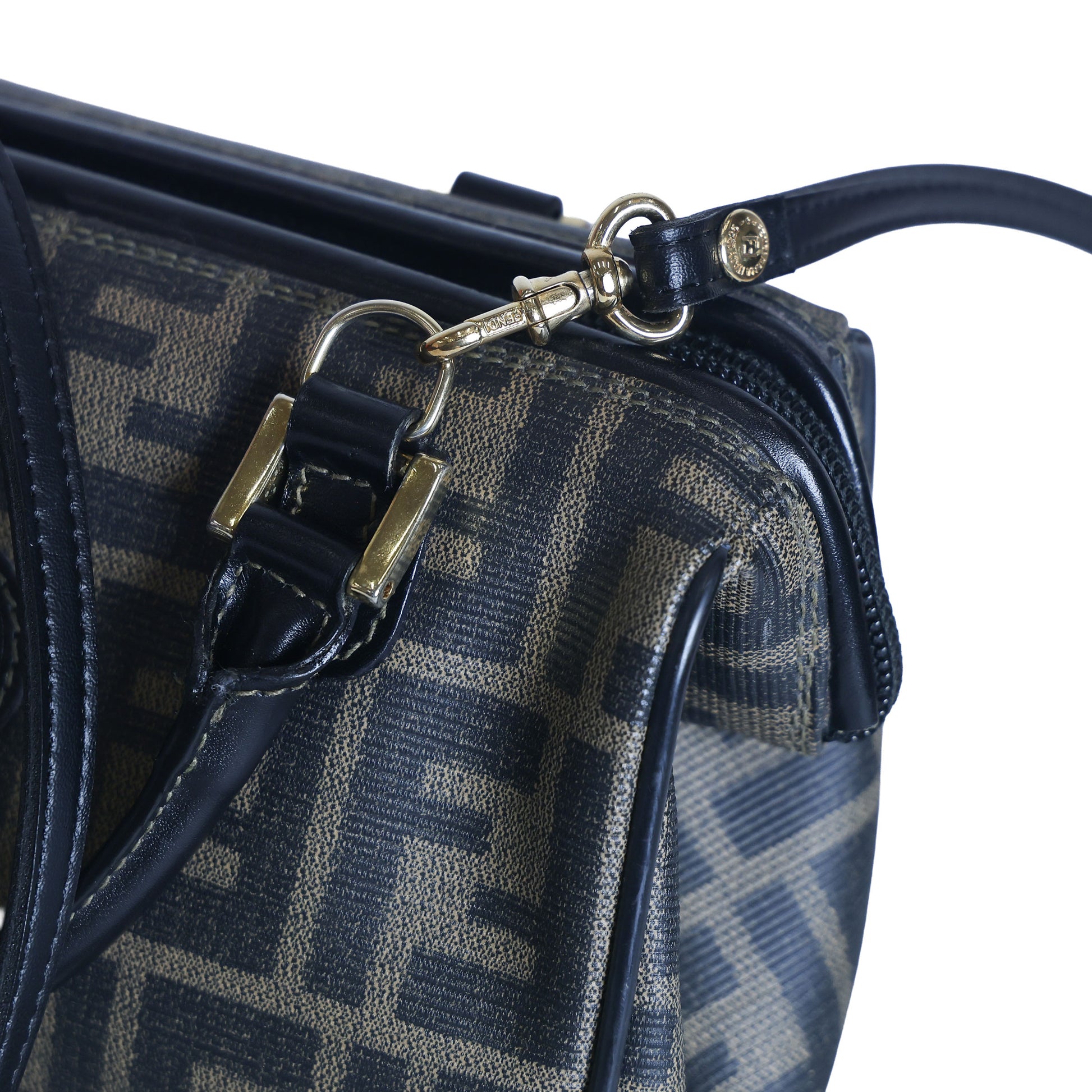 Preloved FENDI Zucca PVC Leather 2 Way Handbag Brown | Luxe Again Maison